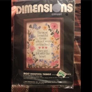 Diamensions Counted cross stitch kit “most beautiful things“ 5 x 7” vintage